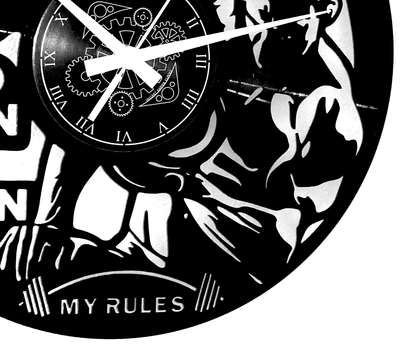 Instant Karma vinyl wall clock gift idea vintage handmade - No Pain No GAIN bodybuilder gym fitness - bodybuilding