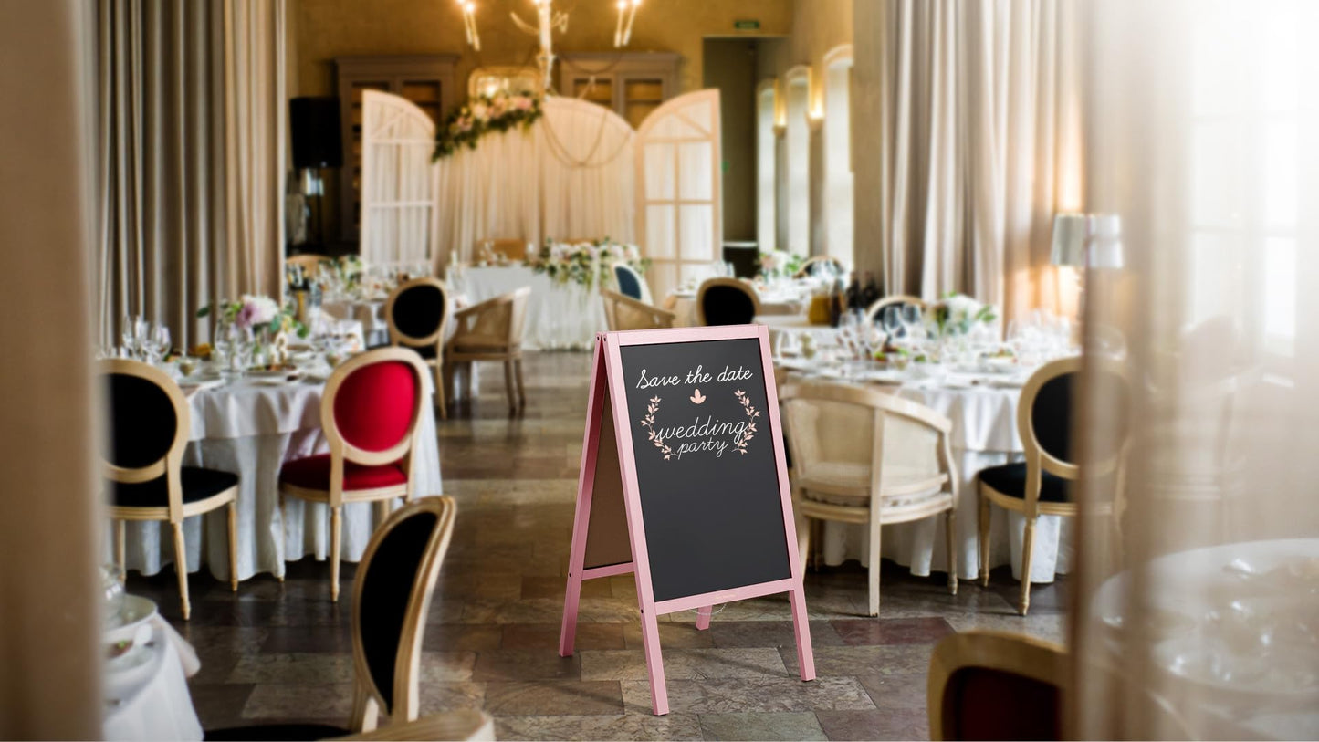 ALLboards A-board with pink wooden frame 118x61cm, advertising board, sidewalk sign, pavement sign, street stand, chalkboard
