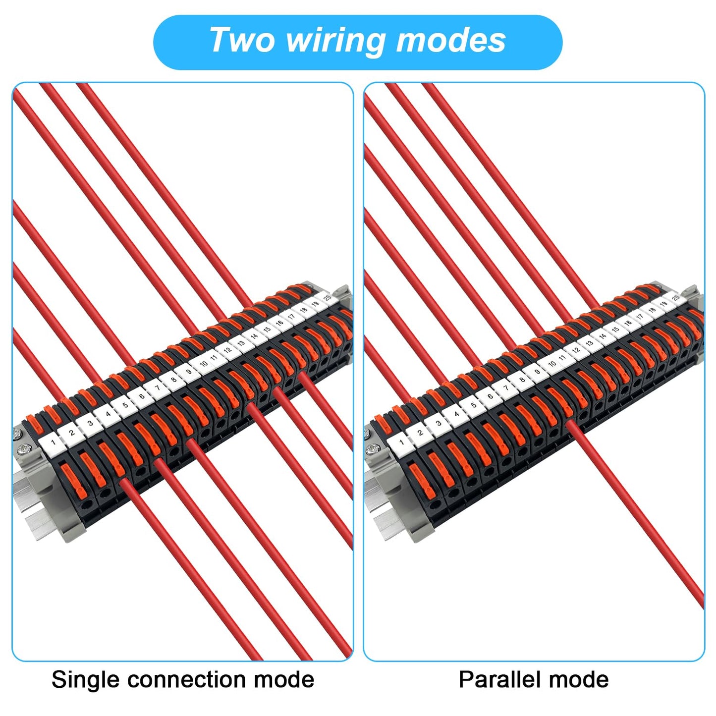 40 pieces of DIN rail terminal blocks, 0.08-4 mm² PCT-211 terminal blocks, terminal block terminal strip kit, quick wiring electrical connection block for automation projects, DIY projects.