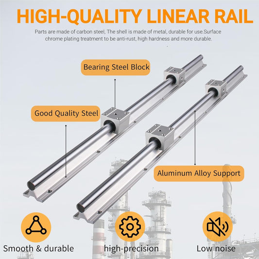 CNCYEAH 4 pieces Linear Guide Rail SBR20-1500mm Linear Bearing Slide Kit with 4 Linear Guide Shafts and 8 SBR20UU Bearing Blocks for 3D Printer CNC