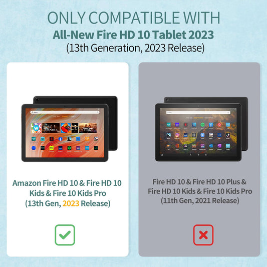 Amazon Fire HD 10 Tablet case (Only 13th Gen, 2023), Not for Sony TCL, Patamiyar Slim PU Leather Triple Foldable Stand Clear Back Case for Fire HD 10 Kids & Kids Pro Tablet, Auto Sleep/Wake - Purple