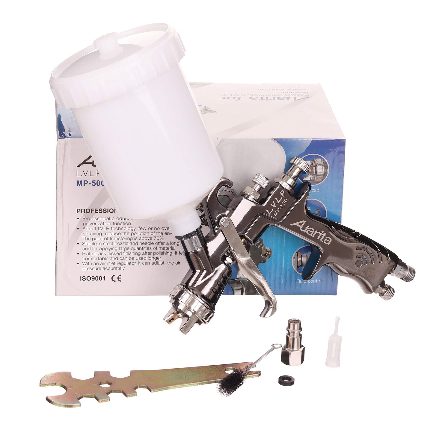 Auarita LVLP Technology Spray Gun MP-500 1.1mm Nozzle Durable 600ml Capacity for Painting THREE Adjustment Modes Very thin paint layer Extremely precise