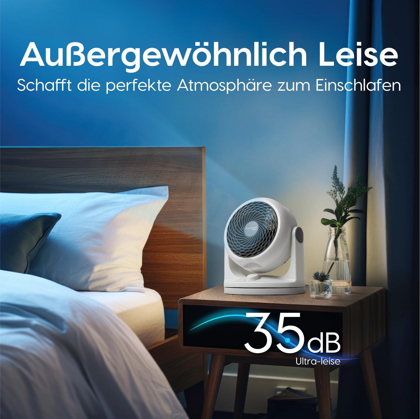 Iris Ohyama Woozoo, 23sqm, Fan, White, 3 speeds, Oscillating, quiet, Table Fan, Desk Fan, Floor Fan, portable, Cooling, PCF-HD18