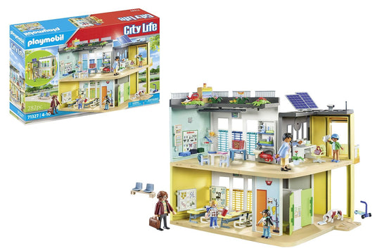 PLAYMOBIL City Life 71327 Big School with movable blackboard, for ages 5+ & City Life 71329 School Bus, Large school bus with sliding door