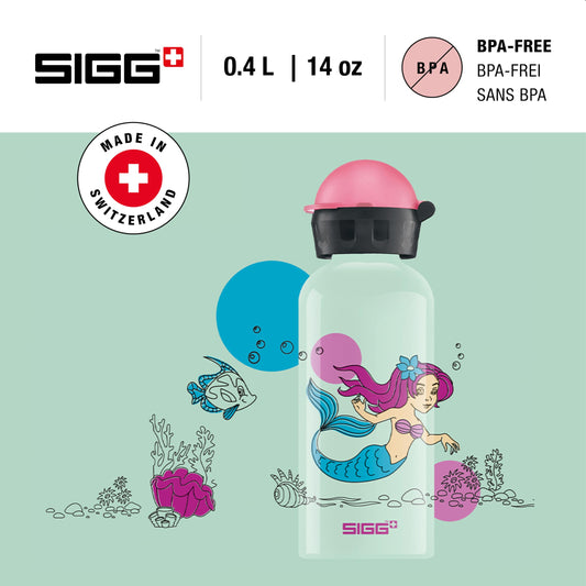 SIGG - Aluminum Kids Water Bottle - KBT Nixie - Leak-proof & Shatterproof - Lightweight - BPA-free - Climate Neutral Certified - Sports & School - White-green & Pink - 0.4L
