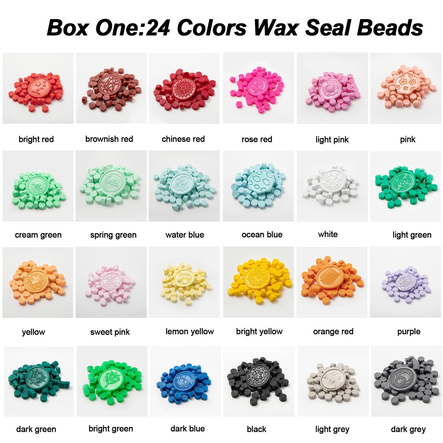 Improved wax seal set, wax seal stamp set with gift box, 48 colors 1200 pieces seal wax beads, 4 pieces wax seal stamps, seal wax warmer, envelopes, candles, metal pen.