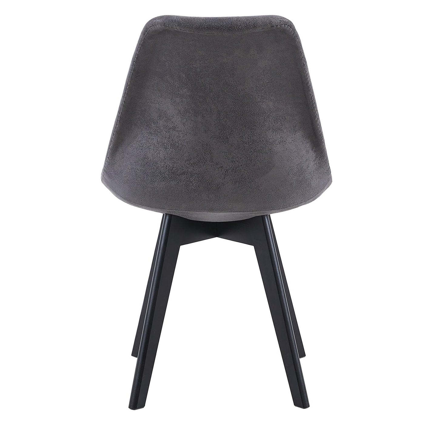 EGGREE 8 Pcs Dining Chairs Scandinavian Design SGS Certified, Suede Upholstered Backrest, Kitchen Dining Chairs with Black Solid Beech Wood Leg, Dark Gray