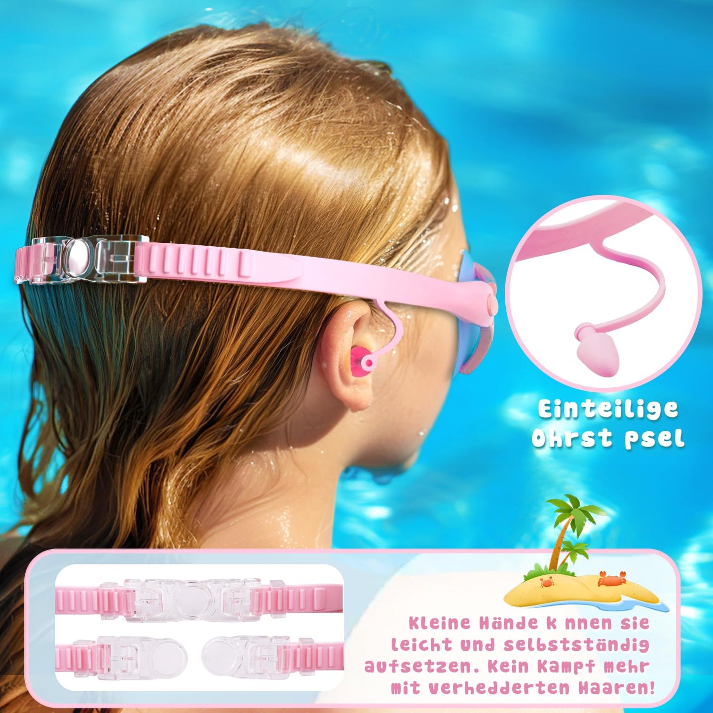 COOLOO 2 Pack Kids Swim Goggles, Anti-Fog UV Protection Wide View Waterproof Swim Goggles for Boys Girls 3-15 Years