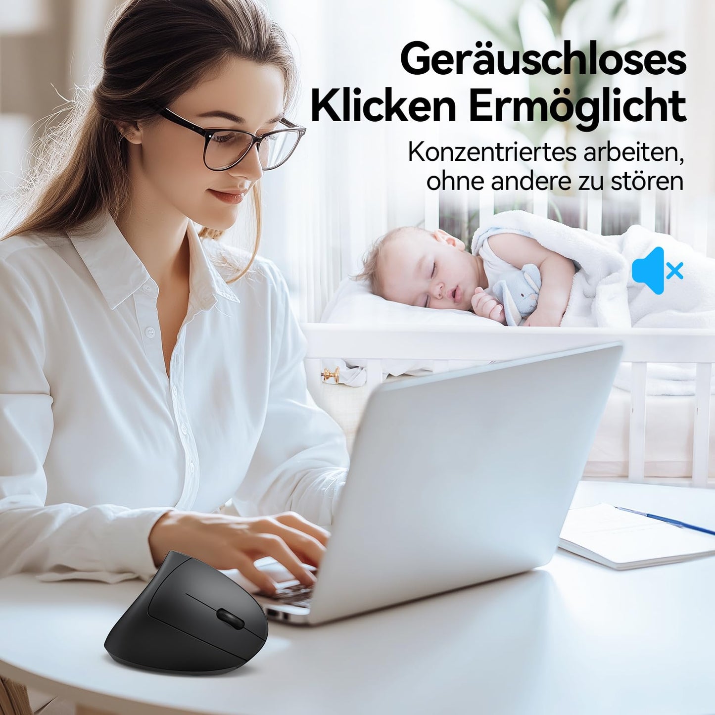 TECKNET Ergonomic Mouse, Wireless Bluetooth Vertical Mouse(BT 5.0+BT 3.0+2.4G), 6 Adjustable Levels up to 4800 DPI, Optically Quiet Wireless Mouse for Laptop/PC/Mac/Tablet/iPad(Win/Android/iOS), 6 Buttons