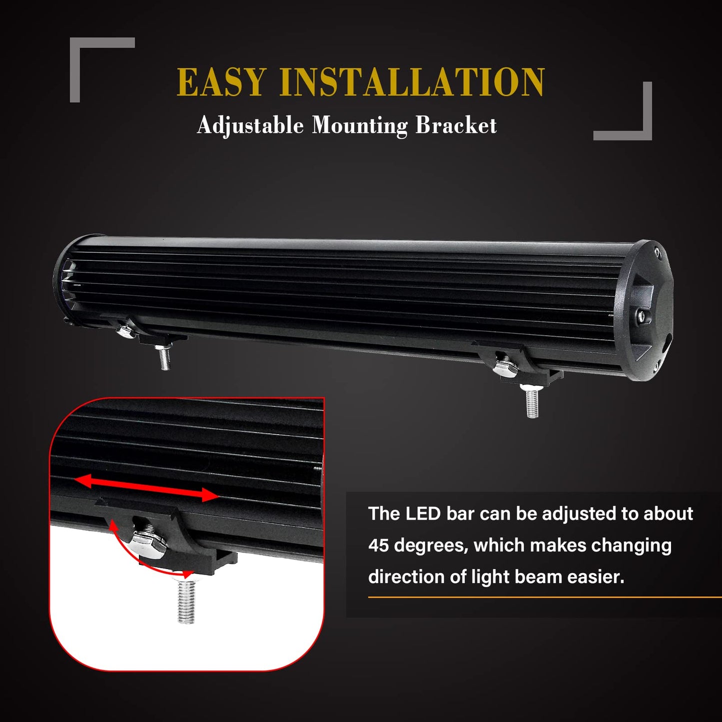 SKYWORLD 23 Inch 58 cm 324W Led Work Light Bar, Led Light Strip Automotive With 12V Wiring Harness, Strong Magnet Mounts for SUV Offroad ATV UTE Tractor Truck Car 4x4 Vehicles, 6000K White