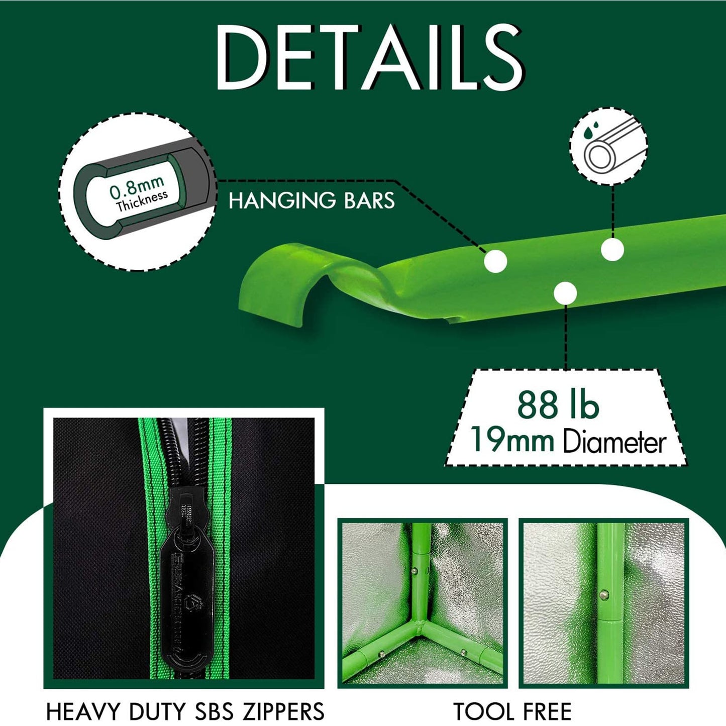 GA Grow Tent 240x120x200 cm (4x2) propagation tent Tent Reflective Mylar Hydroponic Greenhouse Tent waterproof floor tray for indoor plant cultivation