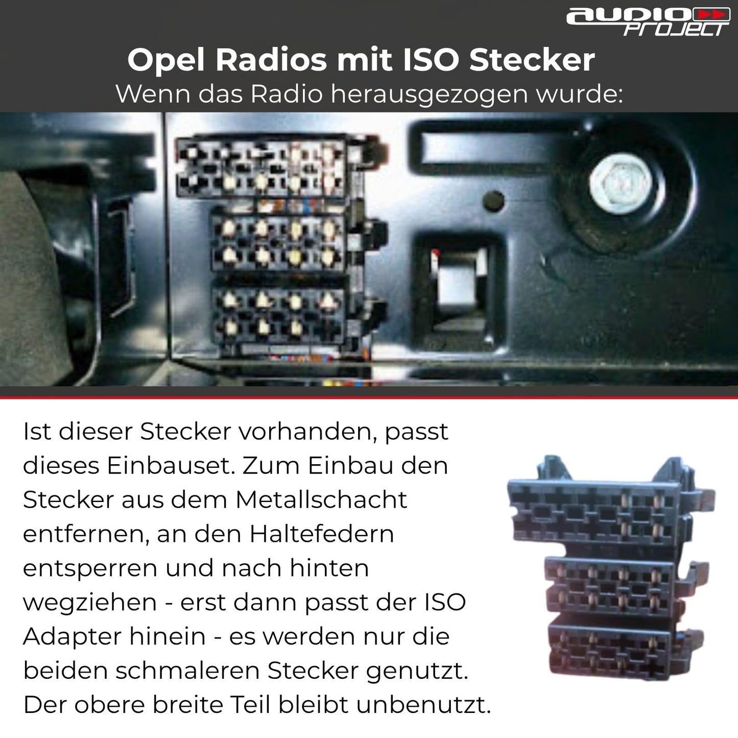 Audioproject A189 - Opel car radio installation kit - for Corsa C Combo Omega B Astra G Vectra C Meriva A Agila Tigra Signum - radio adapter ISO removal tools black