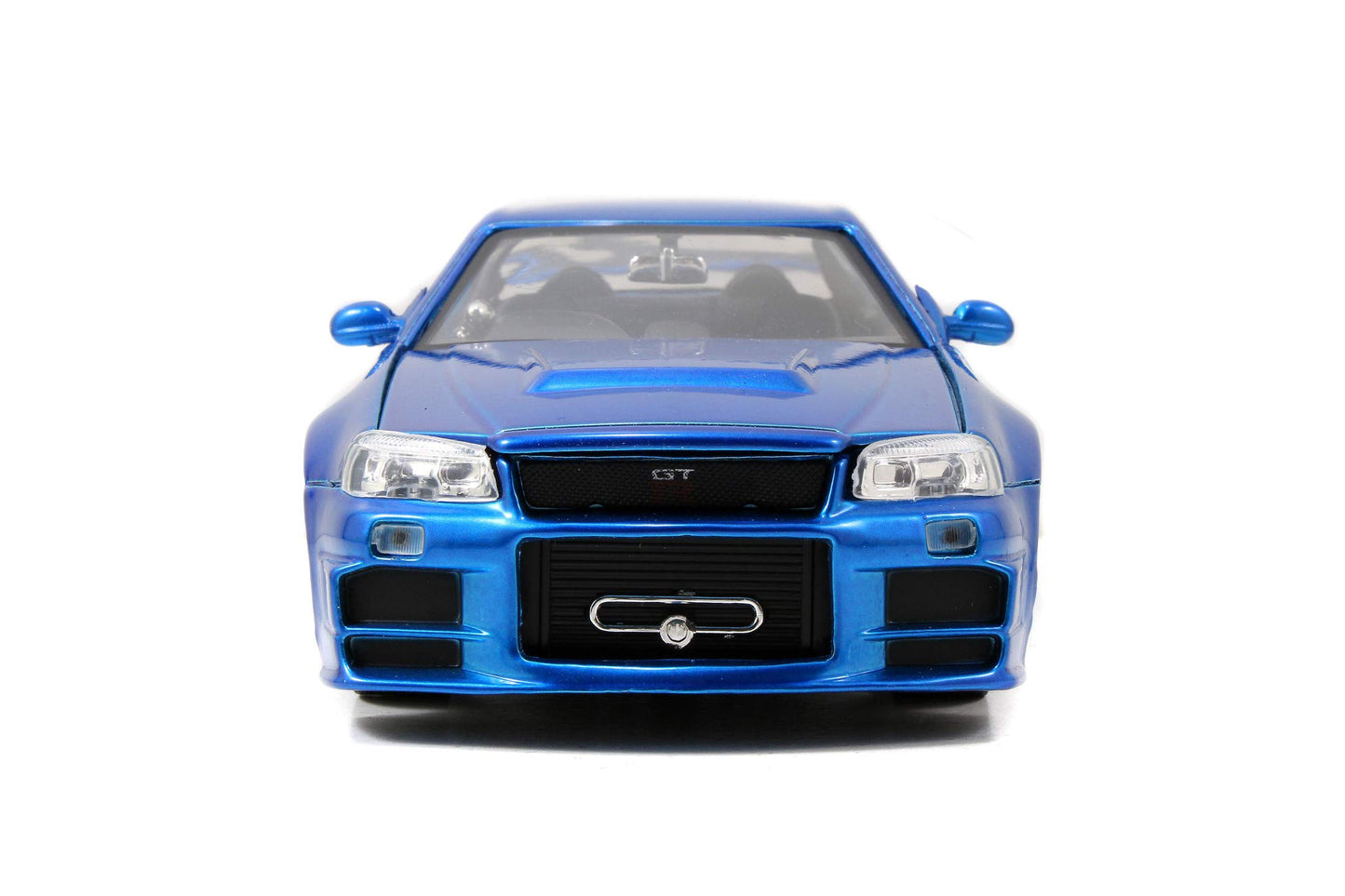 Jada Toys Fast & Furious Brian's 2002 Nissan Skyline GTR-R R34, car, die-cast toy car, opening doors, trunk & hood, 1:24 scale, blue.