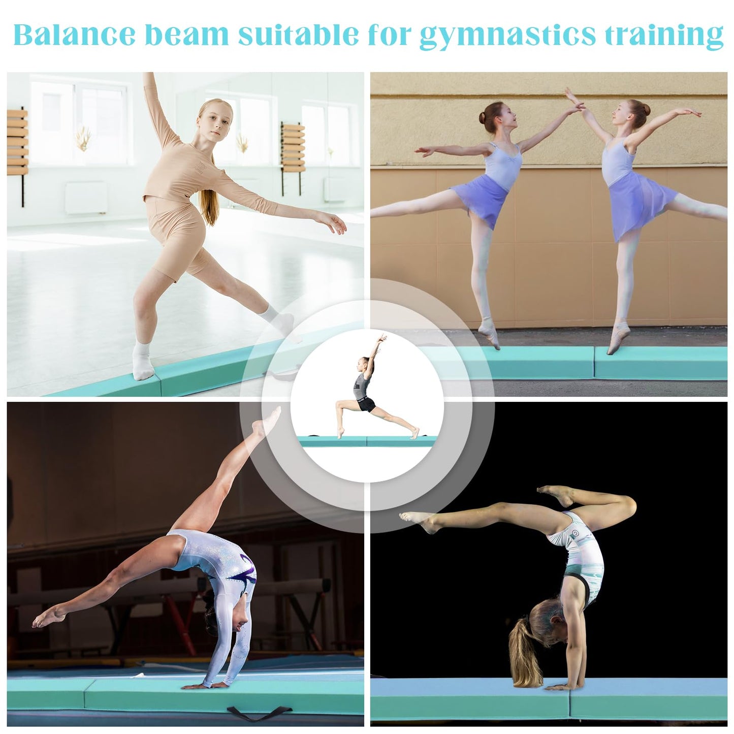 SportBob balance beam children's balance beam foldable beam gymnastics 240cm PU leather balance beam for home balancing beam Balance Beam Training Beam for children, fitness/training/gymnastics