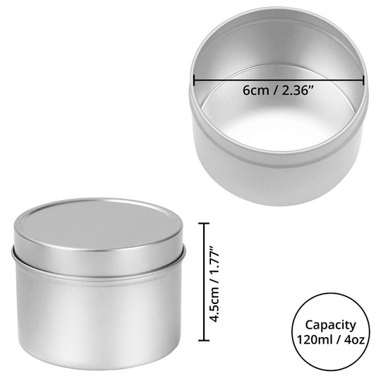 BELLE VOUS Metal Tins with Lids for Candle Making (24 Pack) 120ml Reusable Round Candle Jars with Lids for Crafting, Traveling & Camping, Metal Soap Tin, Cosmetic Tin with Lid