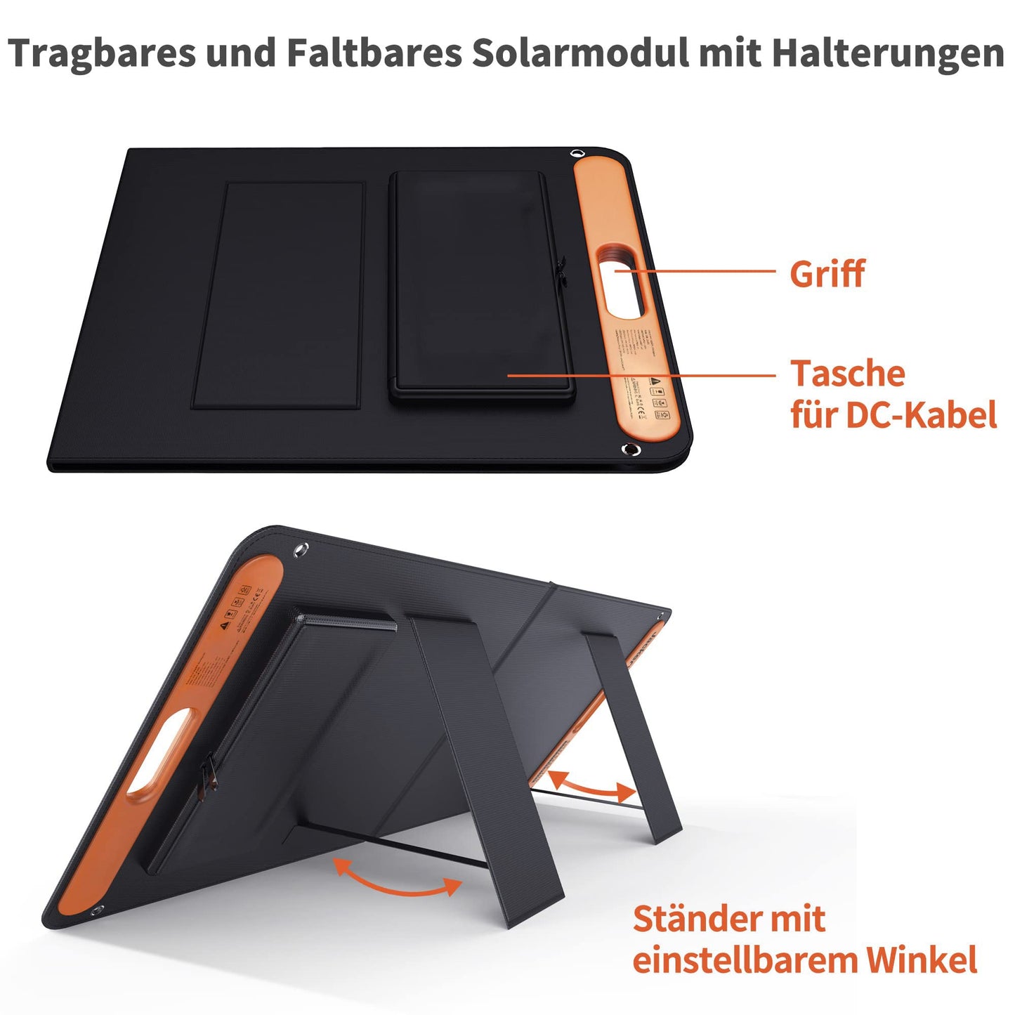 Jackery SolarSaga 100 foldable solar panel for Explorer 500/1000 Pro/1500 Pro - solar charger with 2 x USB port - 100W outdoor solar generator for camping and garden.