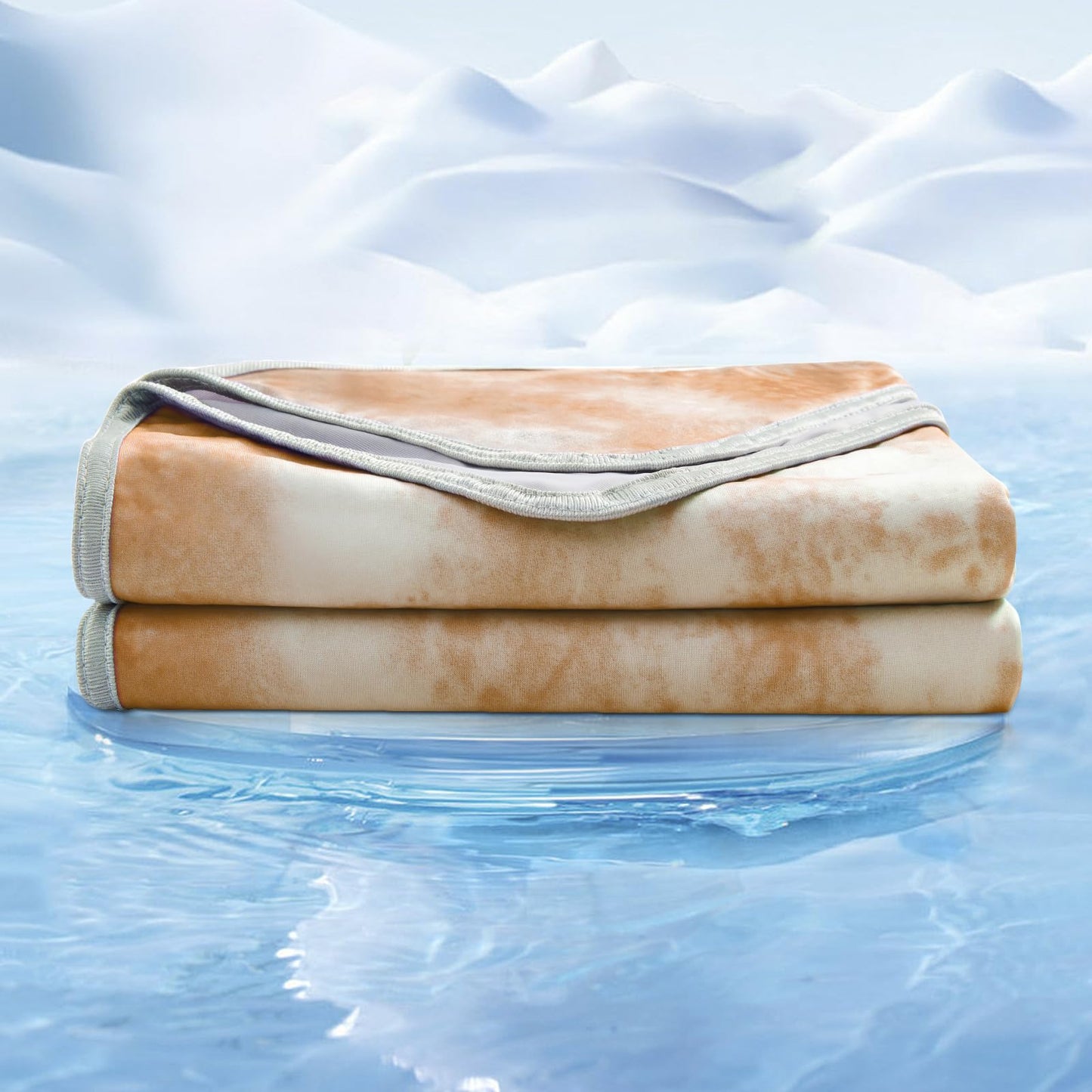 EMME Cooling Blanket Cooling Blanket, Arc-Chill Q-Max>0.5, 228 x 228 cm, 2 in 1 Double-sided Thin Summer Blanket, Lightweight Breathable Bedspreads, Sofa Blankets, Bedspread Throw Blanket, Watercolor Khaki