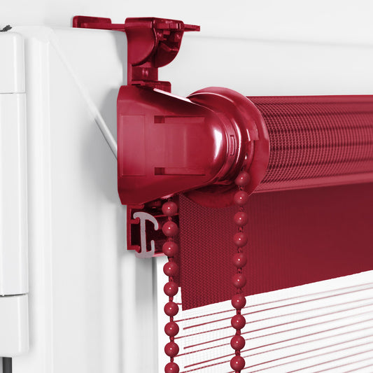 Double roller blind clamp fix without drilling 110cm x 130cm red duo roller clamp blind sun protection blind window blind for windows & doors zebra blind side pull blind.