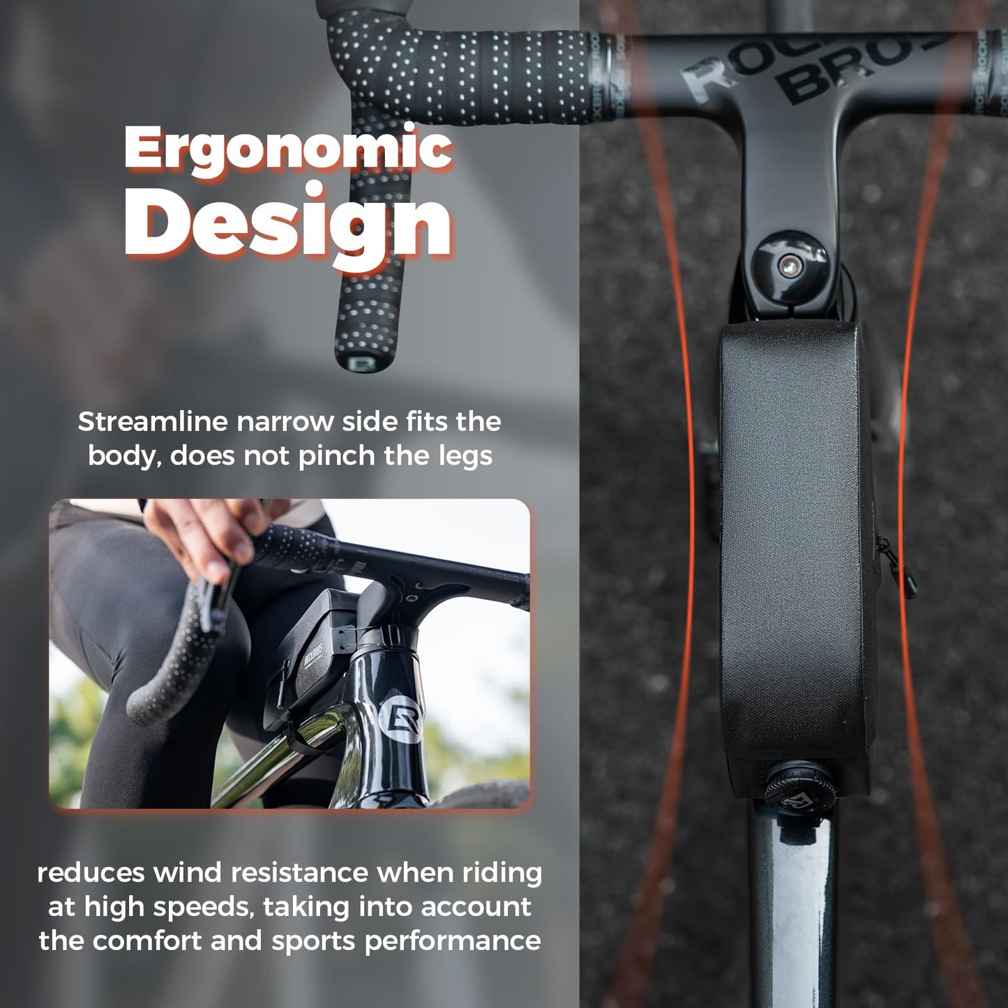 ROCKBROS Road to Sky bike top tube bag 100% Waterproof Magnetic frame bag with Magnetic lid for road bike MTB 0.6L