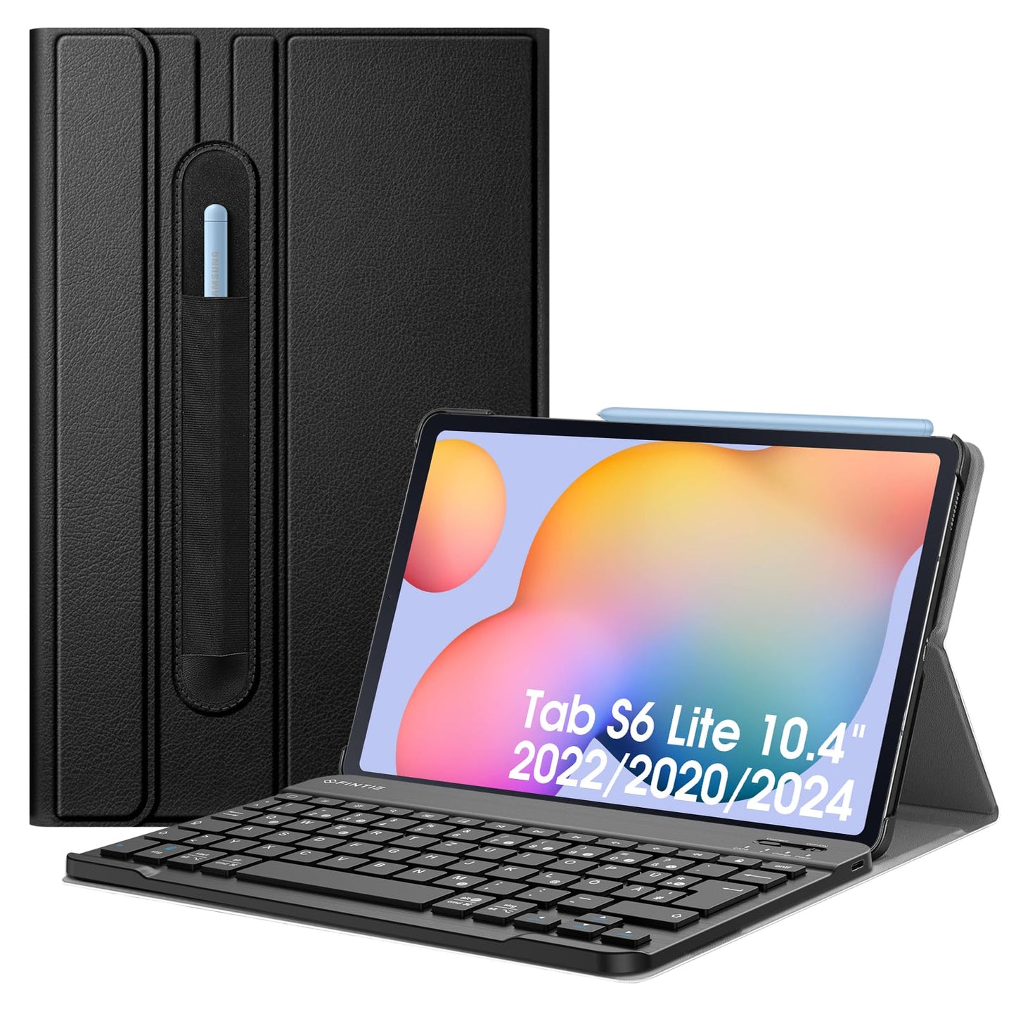 FINTIE Keyboard Case for Samsung Galaxy Tab S6 Lite 10.4 Inch 2024/2022/2020 Tablet - Keyboard Cover with Magnetic Detachable German Bluetooth Keyboard, Black