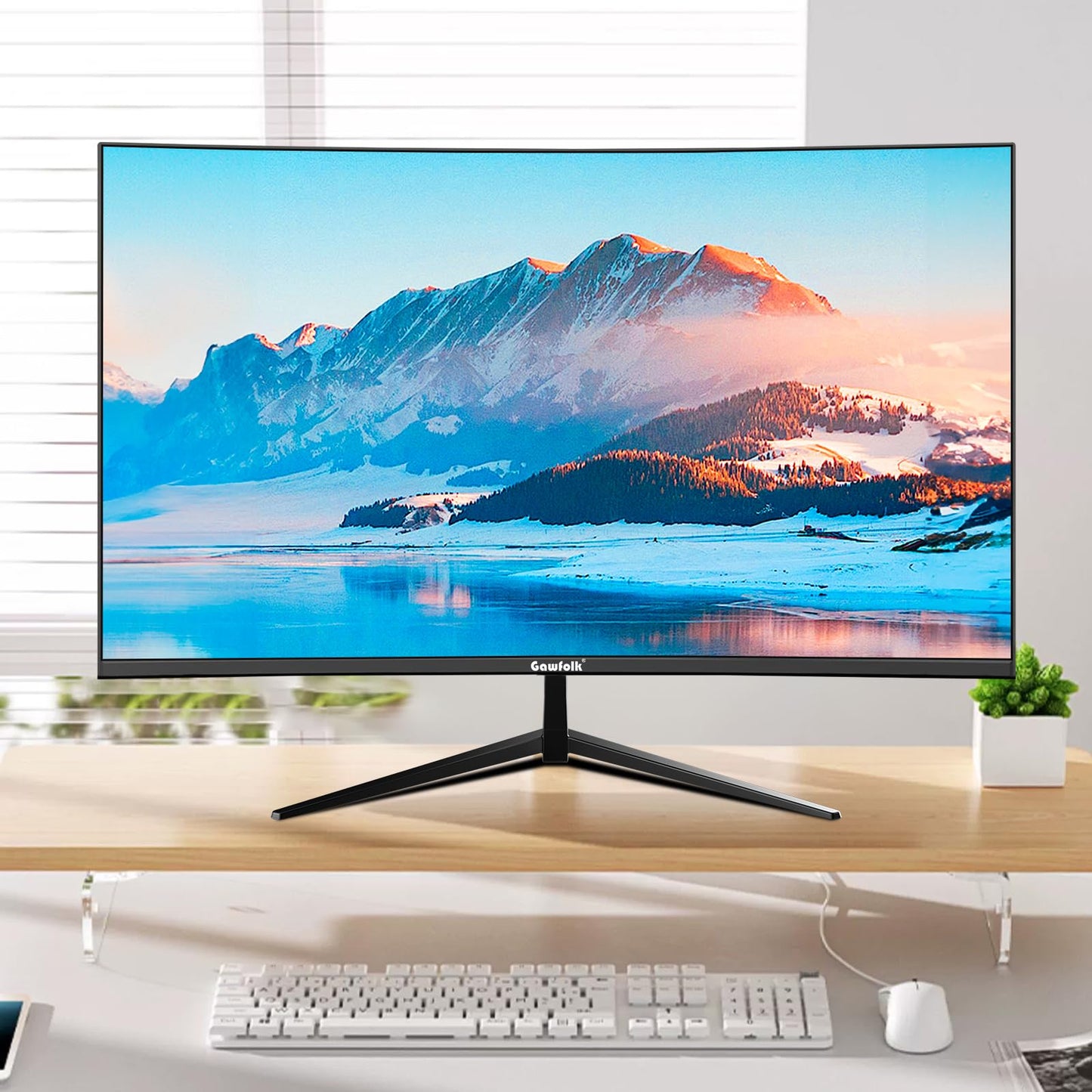 Gawfolk PC Monitor 32 inch 75Hz, PC Screen Curved Full HD 1080P, Frameless 2800R Computer Monitor with Eye Care Technology, HDMI VGA, supports VESA.
