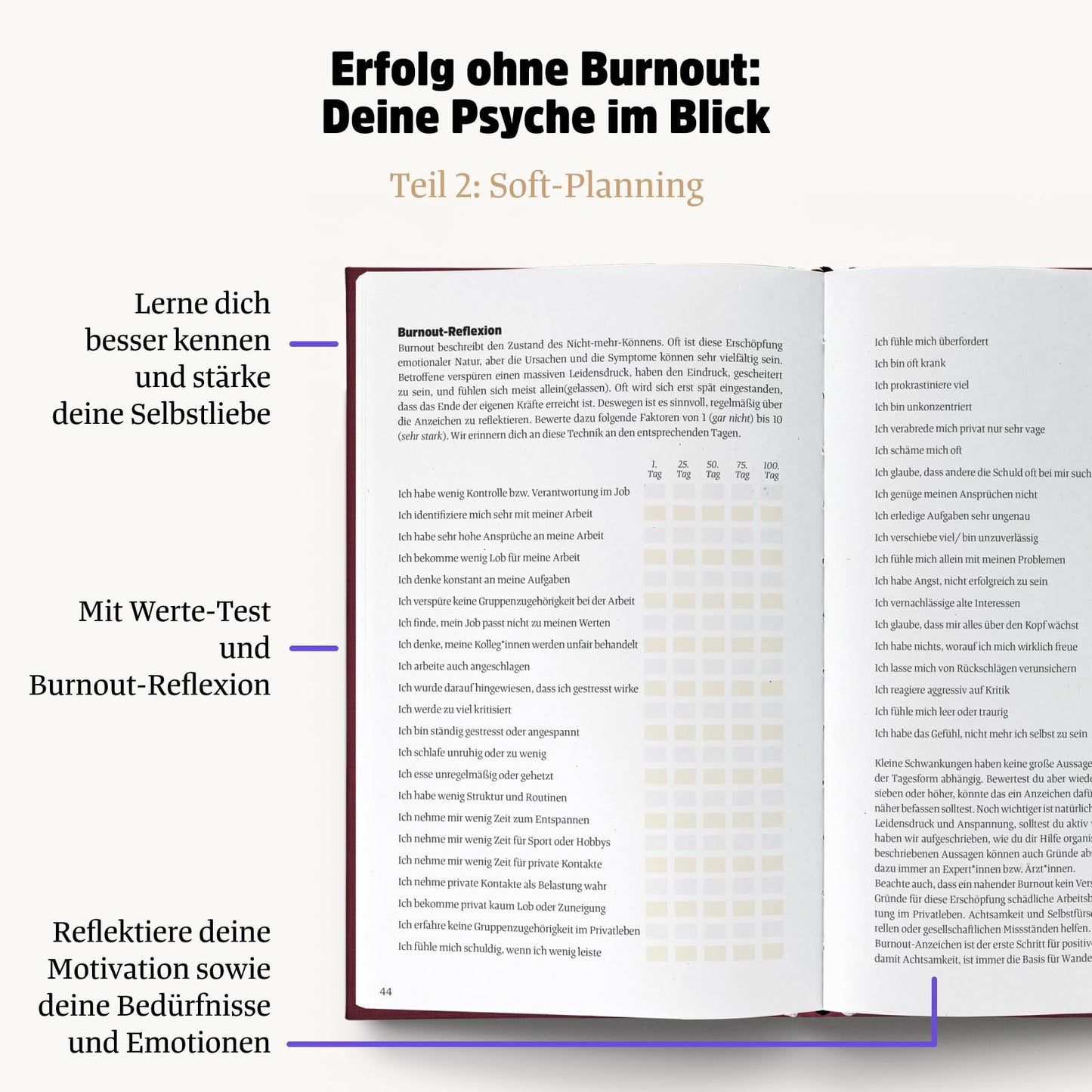 A good project: mindful success journal for 100 days | achieving goals without burnout | climate neutral, recycled paper, vegan | (lavender)