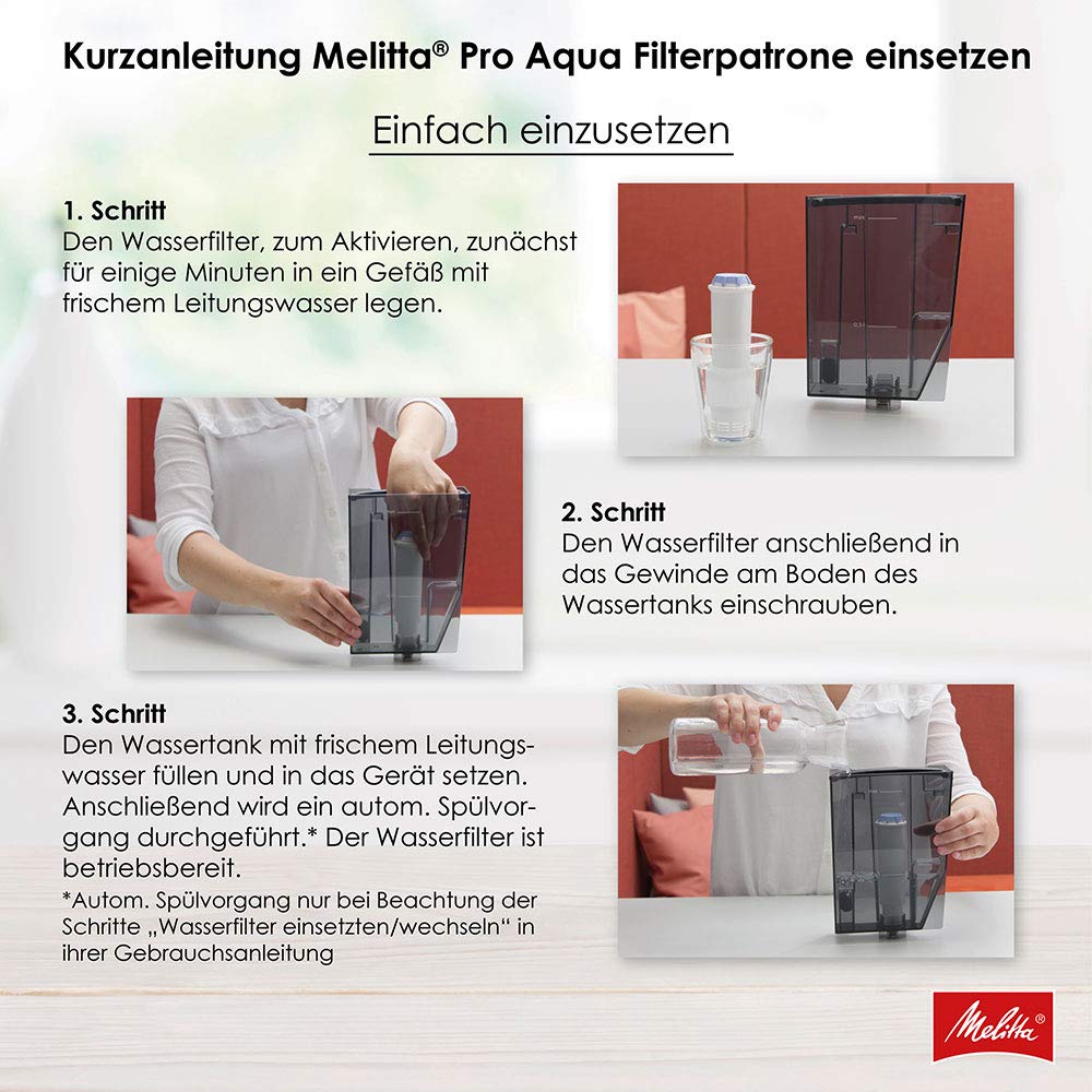 Melitta Filter Cartridges Pro Aqua (3 cartridges) - lime filter for fully automatic coffee machines, prevent limescale deposits & reduce contaminants for the best coffee taste, Old