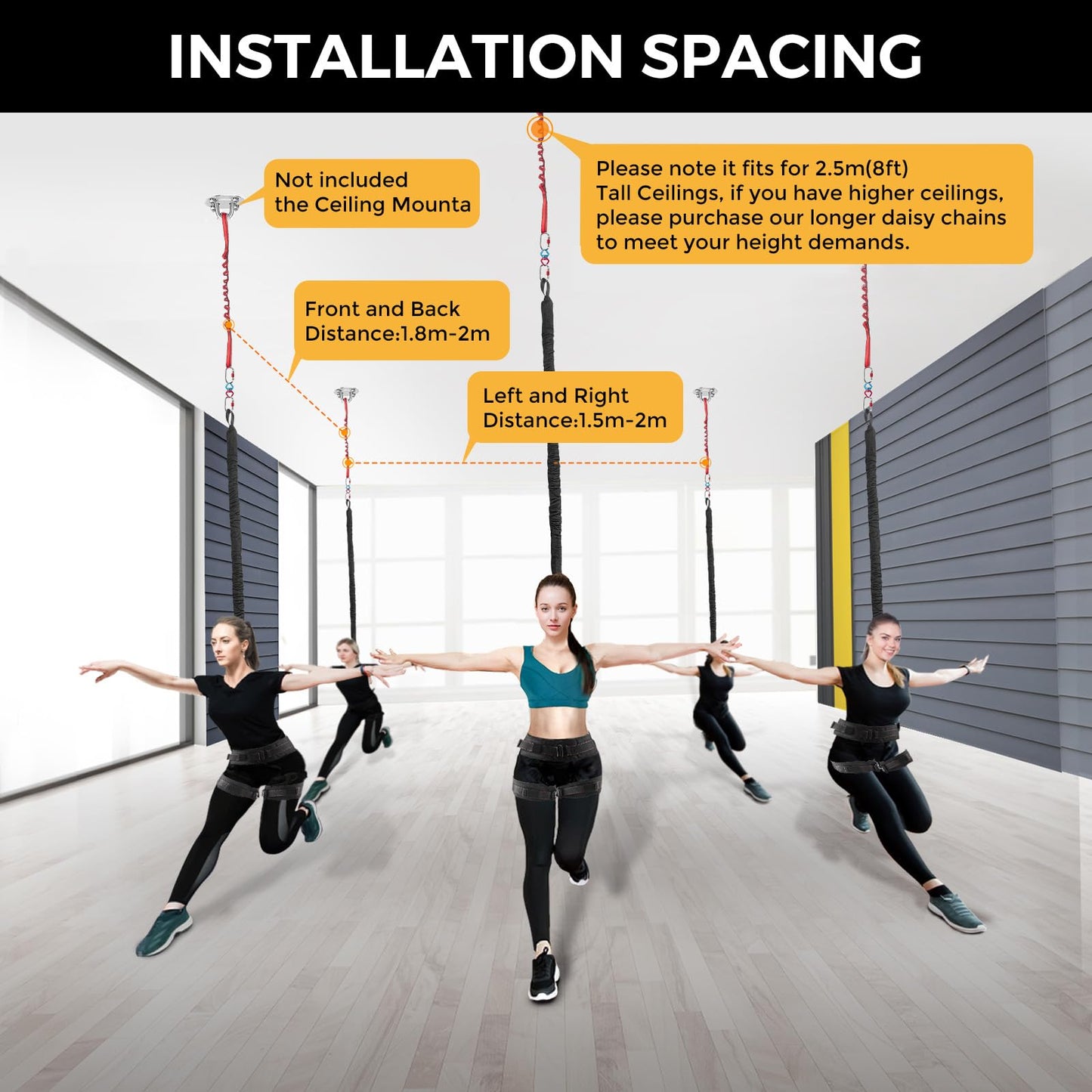 DASKING Heavy Bungee Band Set, Air Yoga Resistance Bungee Stretch Belt, 4D Bungee Dance Rope, Exercise Resistance Belt Training Fitness Home Gym Professional Training Equipment