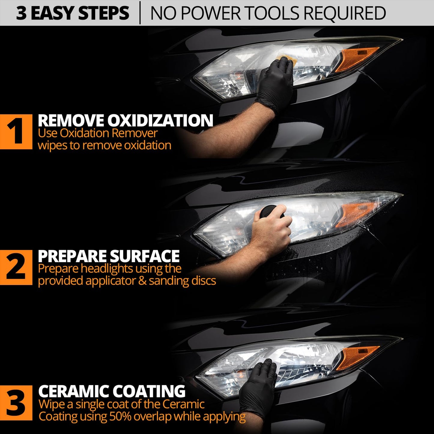 CERAKOTE Ceramic Headlight Restoration Kit - matte and cloudy headlight refurbishment set | professional ceramic coating | no power tools required | #1 in the USA
