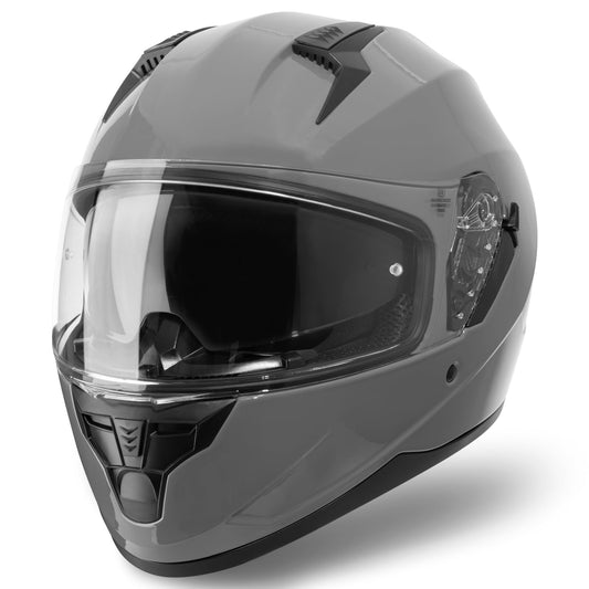 VINZ Kennet Full-Face Helmet with Sun Visor | Motorcycle Helmet Full-Face Moped Helmet ECE 22.05 | Full-Face Helmets for Men & Women | Available in Sizes XS-XXL - Nardo Grey