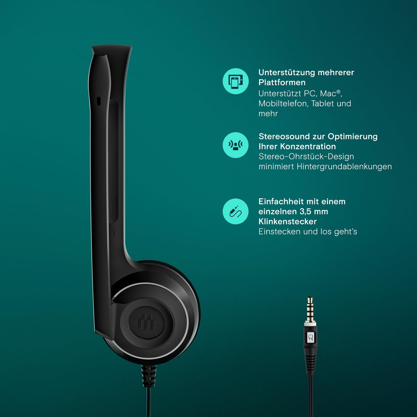 Sennheiser PC 5 CHAT Stereo Headset - lightweight stereo headset, sturdy construction, black.
