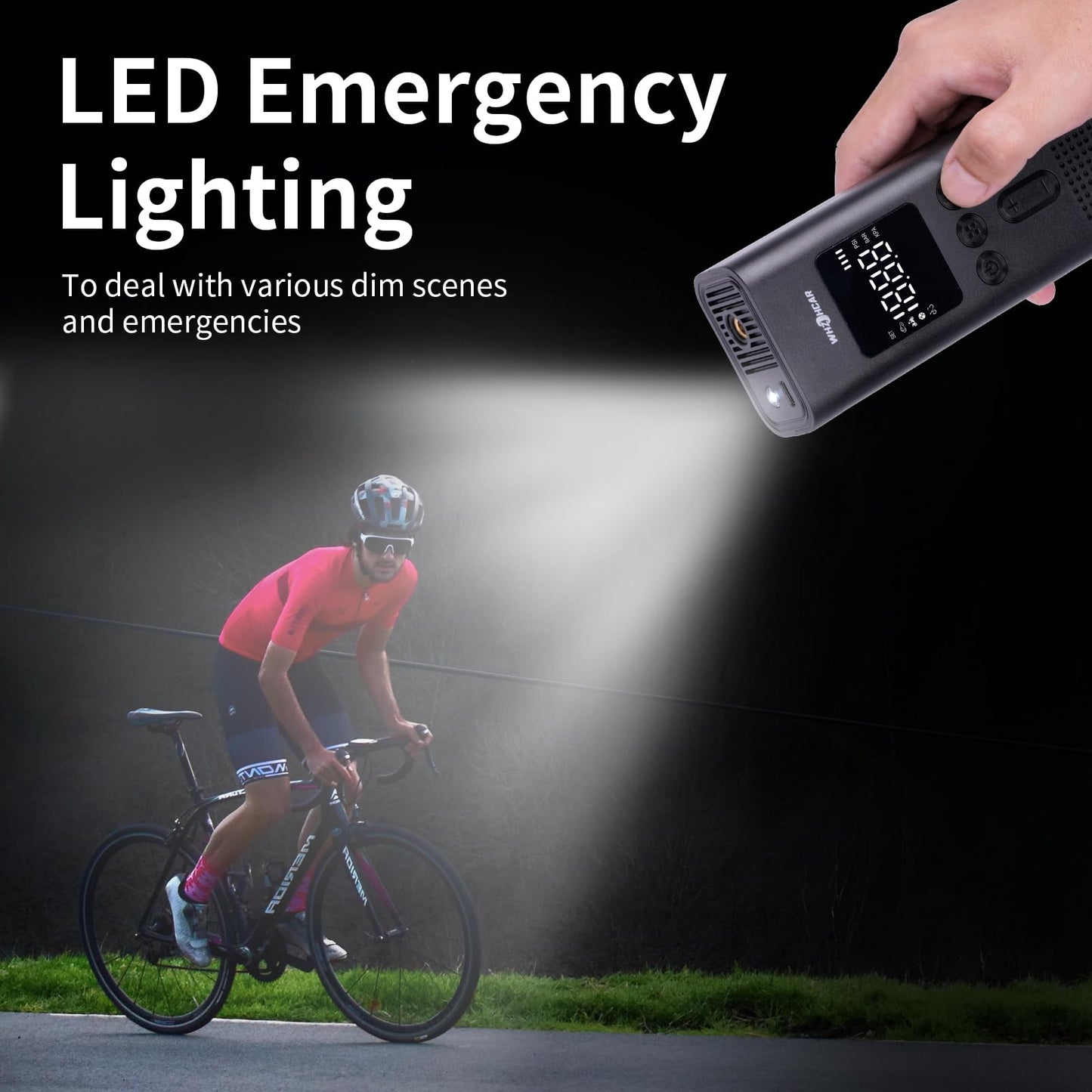 Electric air pump 6000mAh Rechargeable car tire pump 150PSI Electric air pump Electric compressor with LCD screen LED light for bicycles, motorcycles, cars & balls, AutoOff