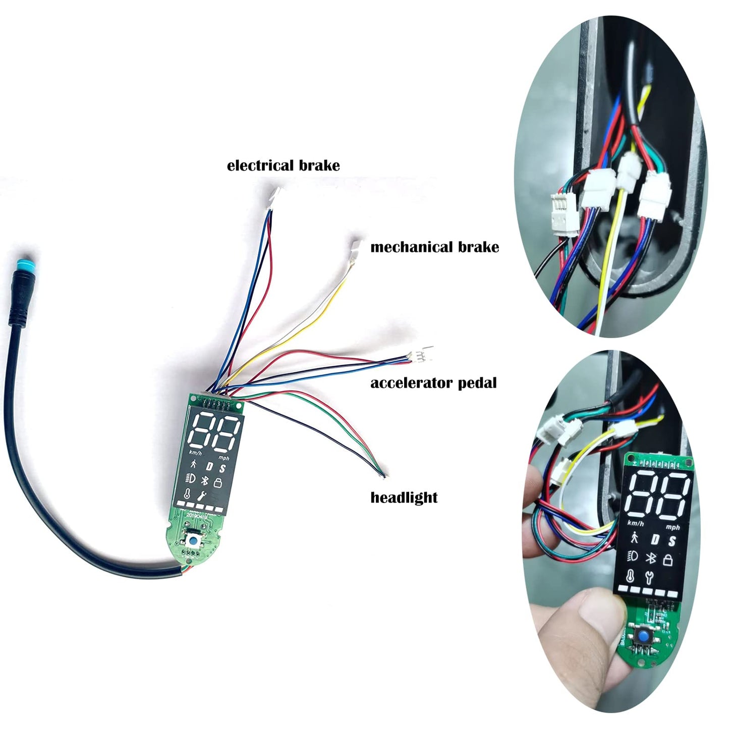 Scooter dashboard compatible with Xiaomi M365/M365 Pro/M365 Pro 2/1S, V2.0 upgrade electric scooter dashboard accessory with Bluetooth circuit board, screen cover roller.