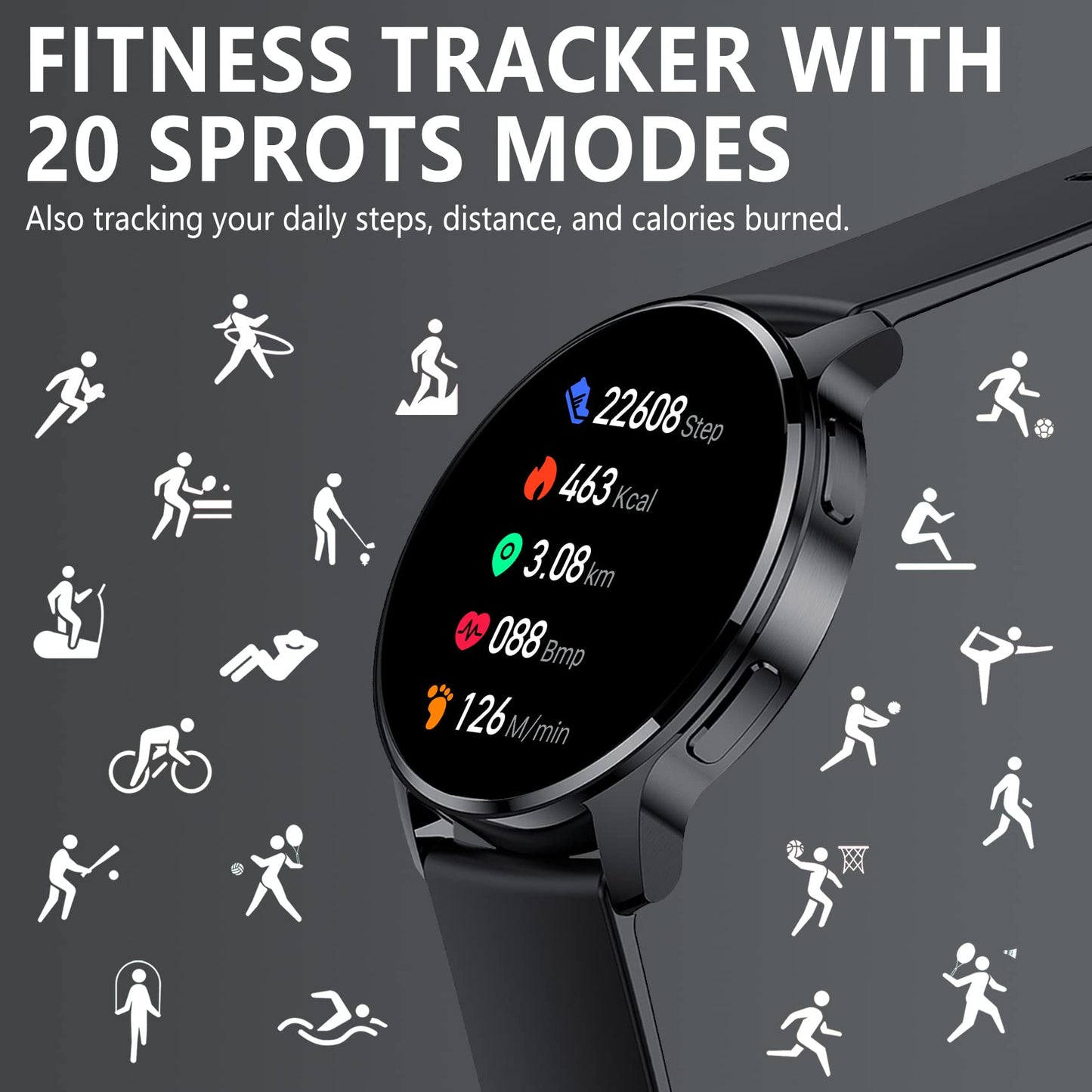 Erkwei Smartwatch for Women with Phone Function 1.32" HD Touch Screen Pedometer Women's Watch Personalized Display Heart Rate SpO2 Sleep Monitor, Fitness Tracker for iOS and Android