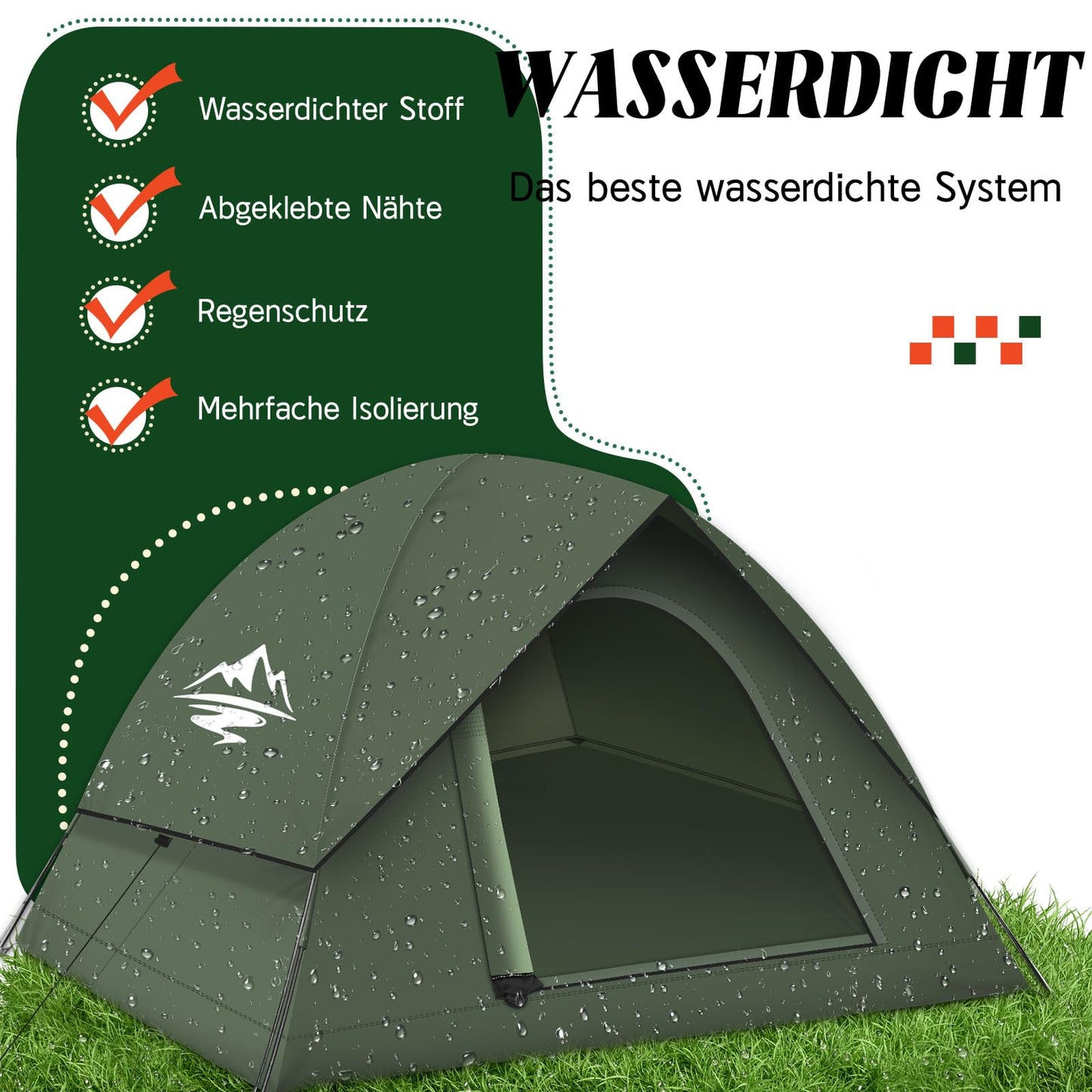 Tent 2-3 Person Camping Tent, Ultralight Dome Tent Waterproof & Windproof 3-4 Season, Small Pack Size, Suitable for Trekking, Camping, Outdoor