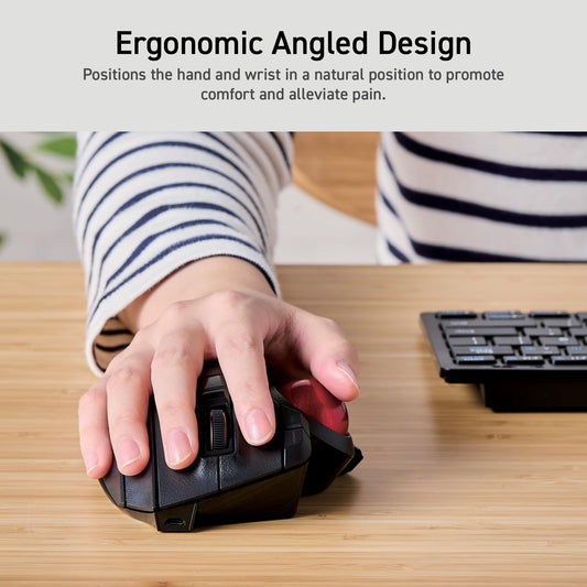 ELECOM Trackball Mouse Wireless, Ergonomic Mouse, 3Device Connection, Wired (USB), Bluetooth, Track Ball Mouse, Thumb Control, Compatible for PC, Laptop, Mac, Windows, macOS, EX-G Pro (M-XPT1MRXBK)