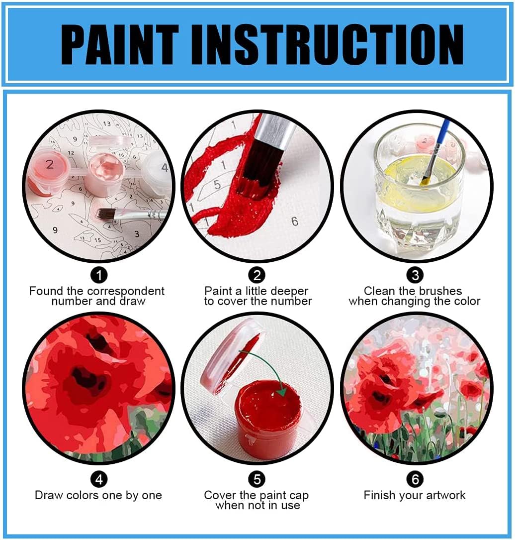Generic 6 Piece Paint by Numbers for Adults and Kids Beginners, Realistic Landscape Oil Painting Canvas for Home Décor, Unframed (12X16in)(30X40cm), Unisex, Acrylic, Non-Foldable