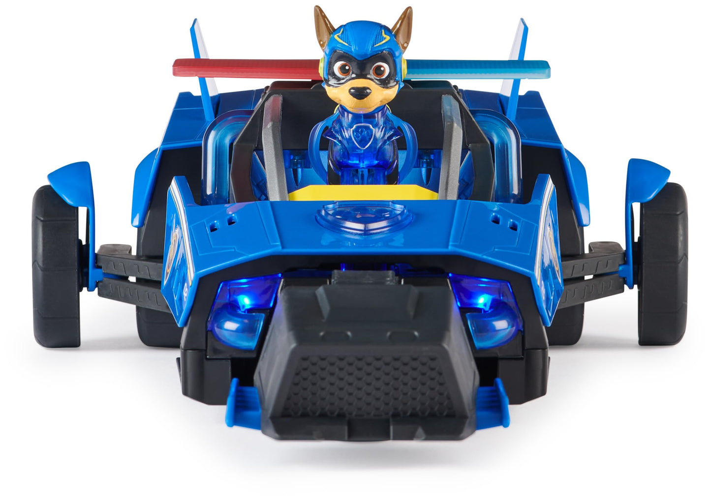PAW PATROL: The Mighty Pups Movie, 40cm long Chase Deluxe Superhero Rocket Vehicle incl. Chase figure, lights and sounds, suitable for children aged 3 and up.