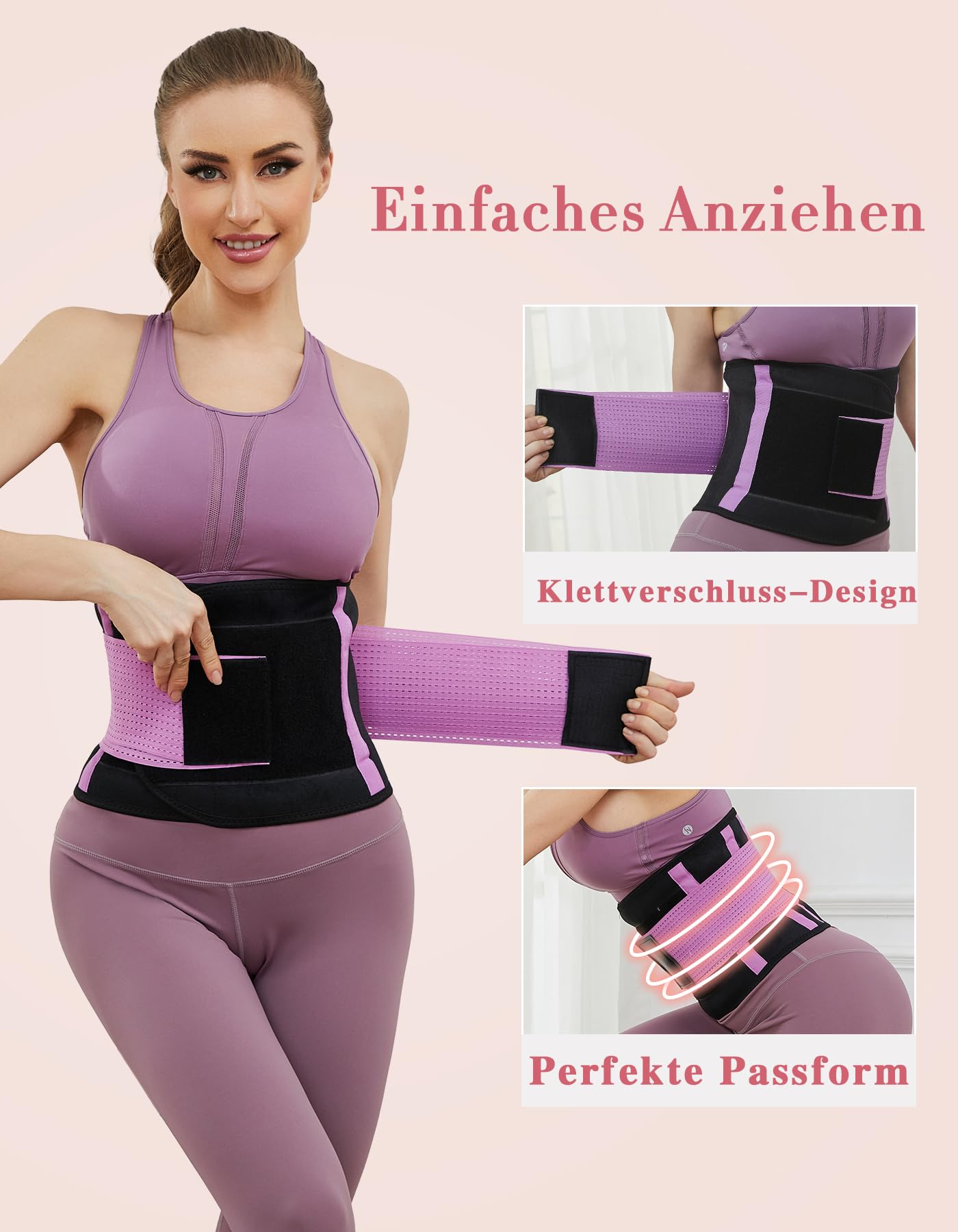 SIHOHAN Waist Trimmer Belt, Sweat Belt Fitness Belt, Adjustable Waist Trainer Belt, Waist Trainer, Belly Belt for Men and Women (Purple, S)
