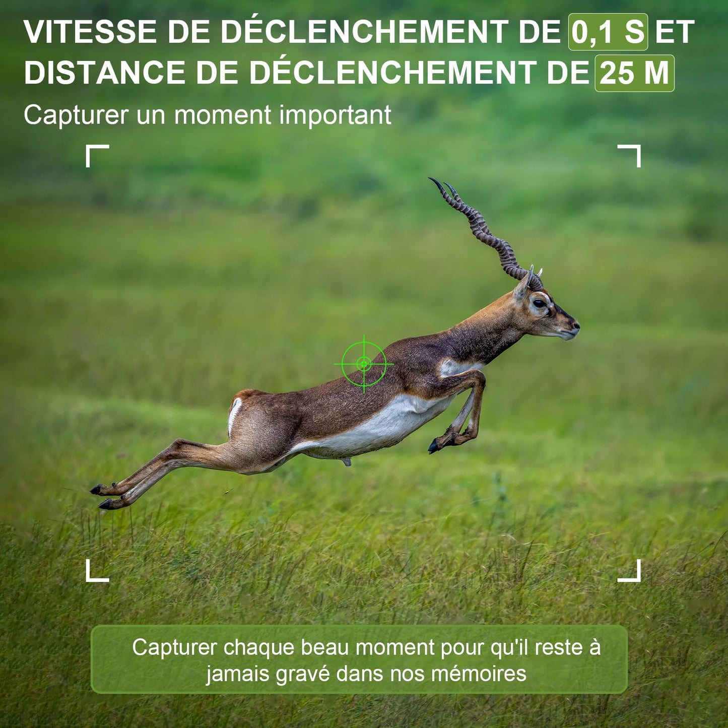 Wildlife camera, 4K video outdoor camera, 60MP Full HD WiFi with mobile transmission app, motion sensor, night vision, 0.1s trigger time, infrared camera with 32G memory card & card reader IP66 Waterproof.