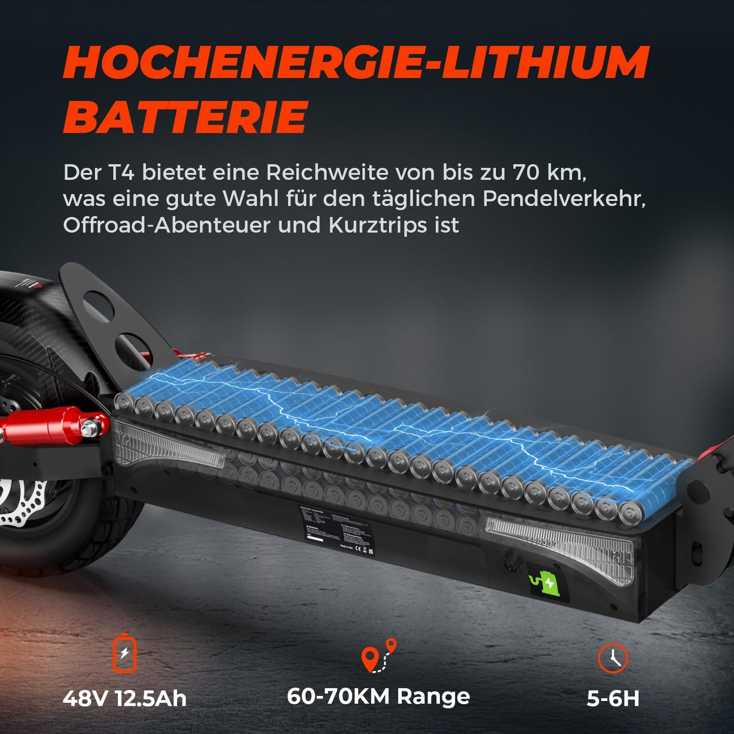 T4 10" off-road electric scooter with chain lock