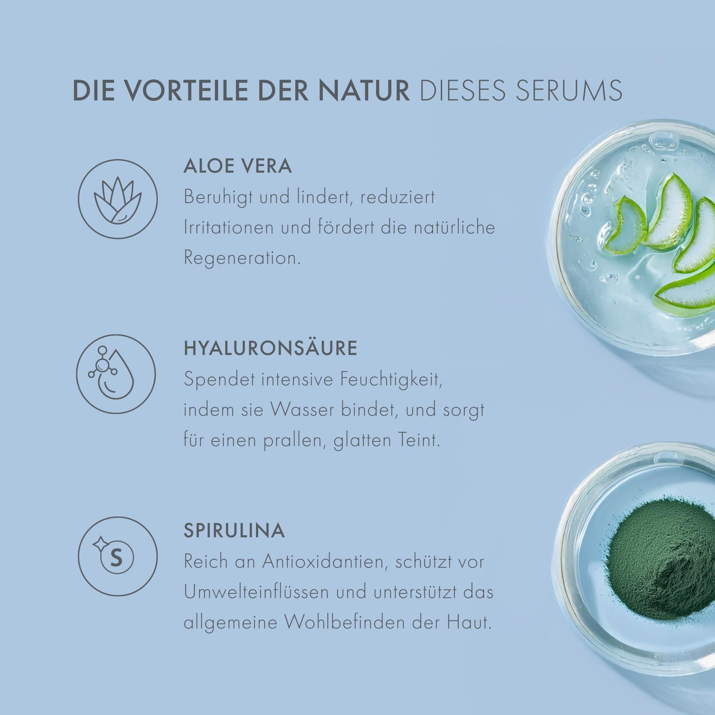Satin Naturel Hyaluron Serum highly dosed 100ml - 24h moisture - Hyaluronic Acid Serum Face - Vegan - Facial Care Men and Women - Anti Aging Hyaluronic Acid Facial Serum with organic Aloe Vera