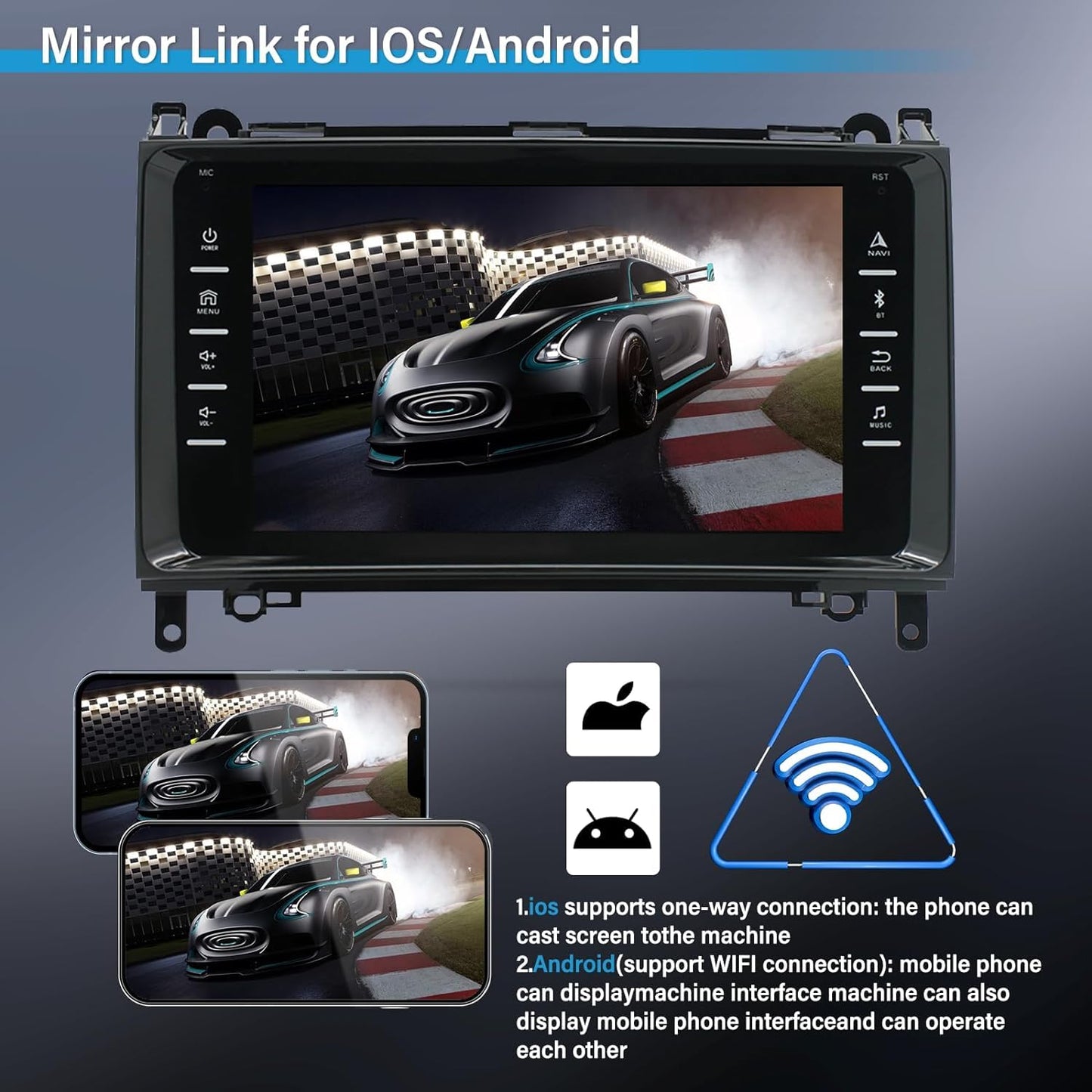Android 13 car radio for Mercedes Benz W169 W245 B160 B170 B180 B200 W639 Vito Viano W906 Sprinter with Mirror Link, 8 inch car radio touch display with GPS navigation FM Bluetooth SWC+reversing camera+Mic