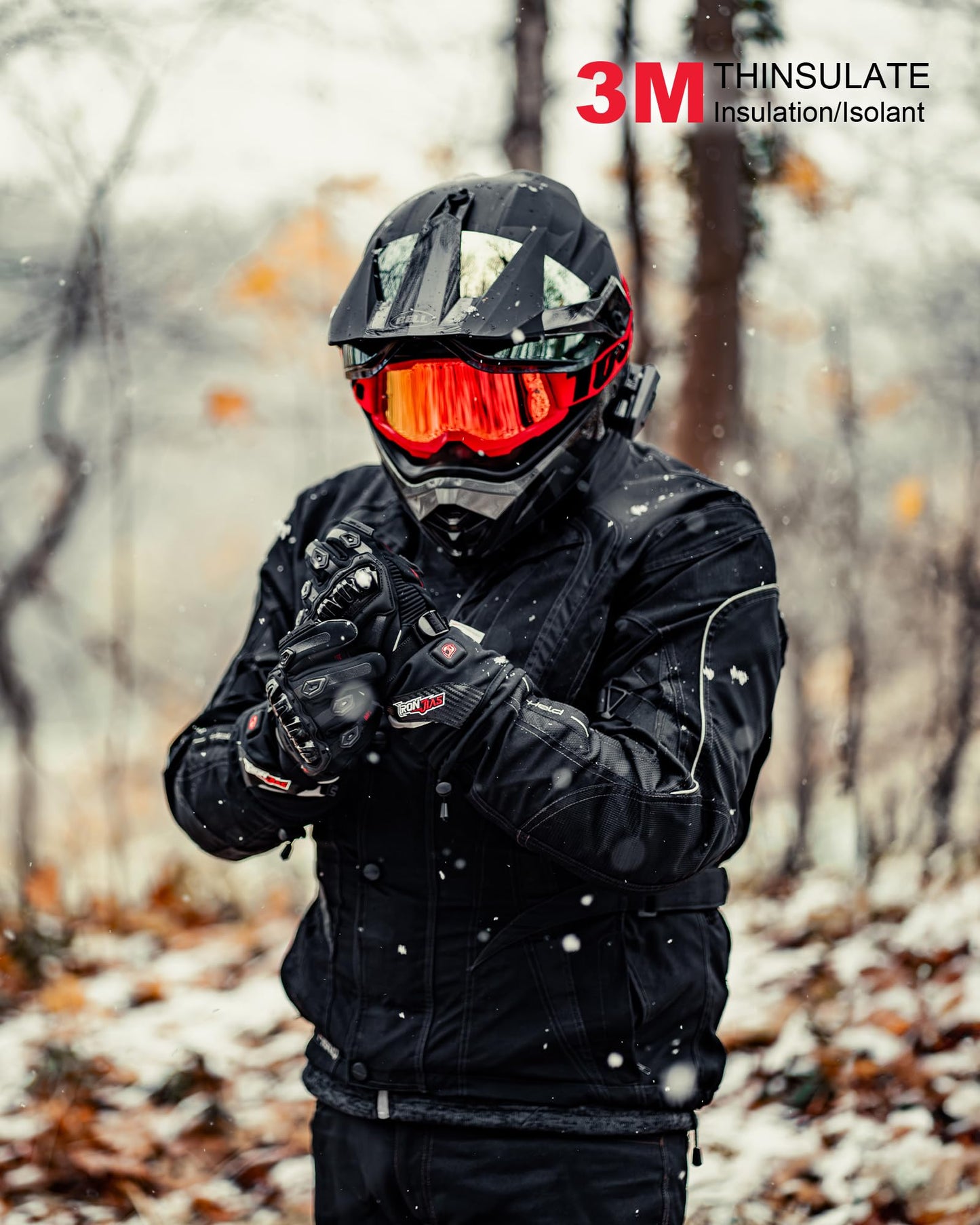 IRON JIA'S Heated Gloves for Motorcycle Men Winter 2025 New 3000mAh USB Charging 2-in-1 Cable Touchscreen Water and Windproof suitable for Riding Skiing and Mountaineering XL