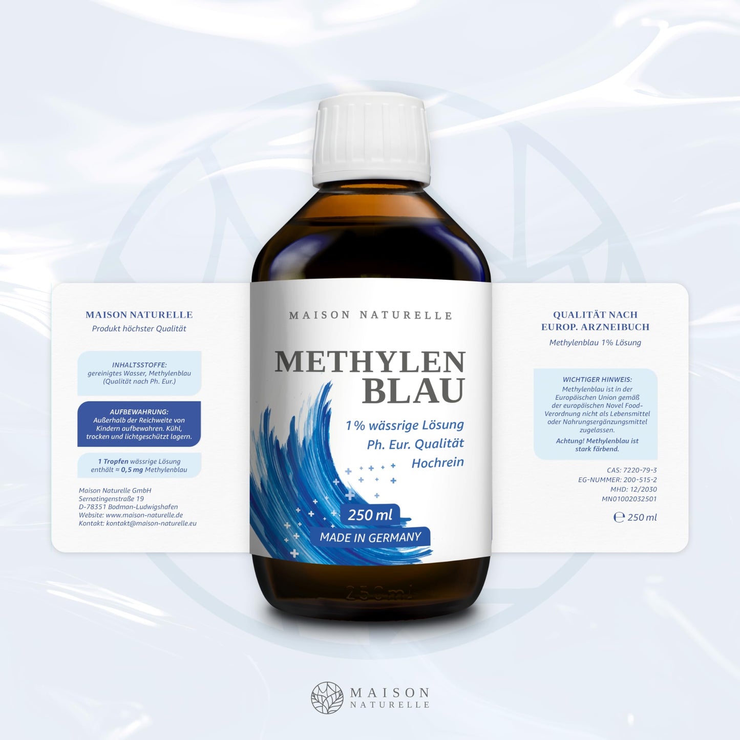 Methylene blue (250ml) high-dose drops | Solution with 99.9% purity | High-dose Methylene Blue | Methylene Blue 1% Solution