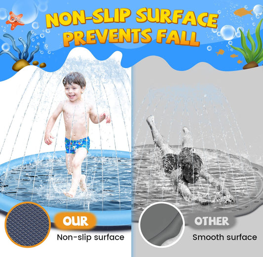 Tosekry Water Toys Kids Outdoor Games, 170CM Water Sprinkler Kids Splash Pad, Garden Toy Kids Sprinkler and Dog Pool with Anti-Slip Function (blue-170cm)