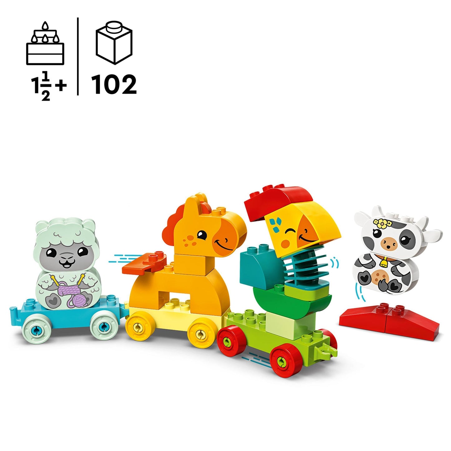 LEGO DUPLO Animal Train, train toy with wheels, creative animal figures to build and rebuild & DUPLO Excavator and Truck toy with construction vehicle.