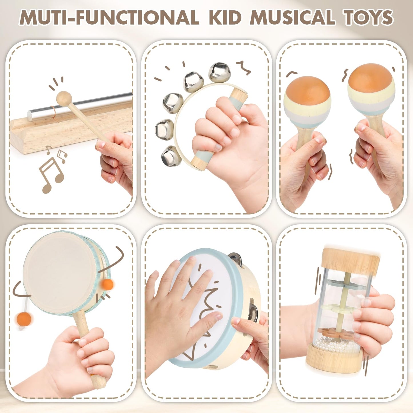 Musical instruments for kids, children's toys from 2 years, wooden toys, baby drum set, kids drum, percussion musical instruments, baby Montessori toys from 3 years.