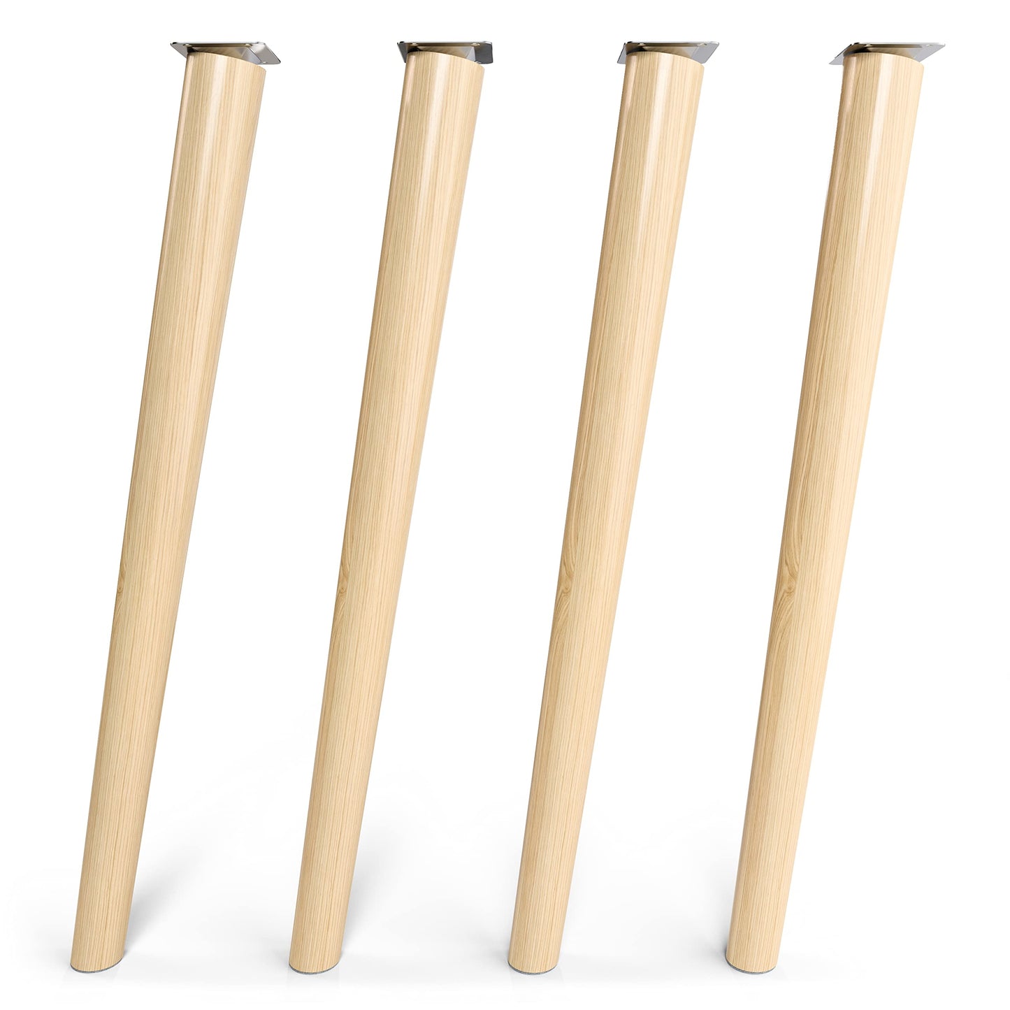Sossai table legs made of solid beech wood with oil finish, Clif Round HMF2, 71 cm high, round, slanted design, for chairs, tables