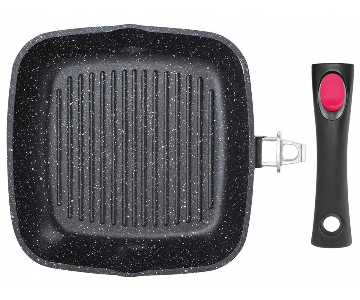 KING HOFF non-stick grill pan with marble coating and removable handle (24cm)